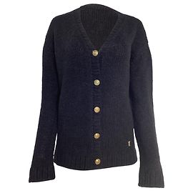 Cardigans de lã preta com botões embellidos Saint Laurent Preto