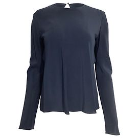 Die Langarmbluse The Row aus marineblauer Seide Blau Marineblau