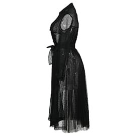 Red Valentino-Red Valentino Pleated Point D'esprit Trench Coat in Black Polyester-Black