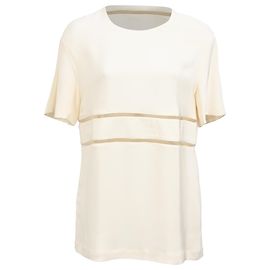 Top de crepe recortado Alexander Wang em seda marfim Branco Cru