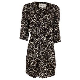 Ba&Sh Erika Twisted Printed Mini Dress in Black Viscose Other