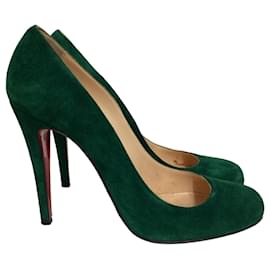 Christian Louboutin- Christian Louboutin FIfi Pumps in Green Suede-Green,Olive green