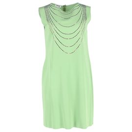 Vestido mini adornado Moschino Cheap and Chic em seda verde Verde