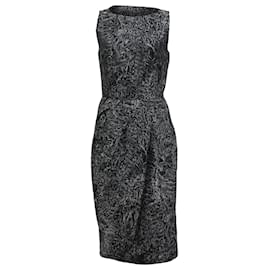 Michael Kors-Michael Kors Printed Knee-Length Dress in Black Wool-Black
