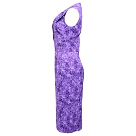 Michael Kors-Michael Kors Floral Print Dress in Purple Rayon-Purple