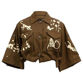 Veste courte en coton brun avec imprimé singe Red Valentino Marron