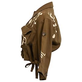 Red Valentino-Red Valentino Monkey Print Crop Jacket in Brown Cotton-Brown