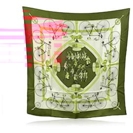 Hermès-Hermes Vintage Silk Scarf Red Les Becanes 1954 Hugo Grygkar-Red