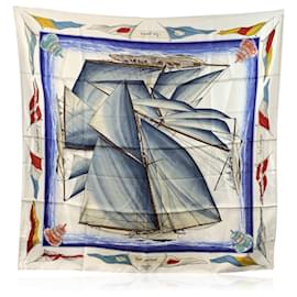 Hermès-Hermes Vintage Silk Scarf Vent Portant 1988 Yannick Manier-Multiple colors