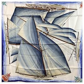 Hermès-Hermes Vintage Silk Scarf Vent Portant 1988 Yannick Manier-Multiple colors