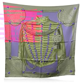 Hermès-Hermes Paris Vintage Pink Silk Scarf Brandebourgs 1972 Latham-Pink