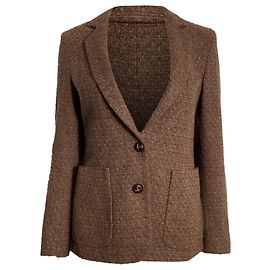 Oscar De La Renta Single-Breasted Tweed Blazer in Brown Polyester Brown Red