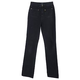 Jeans dritti a vita alta Khaite Isabella in cotone nero Nero