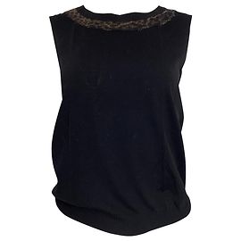 Stricktop aus schwarzer Wolle von Saint Laurent Schwarz