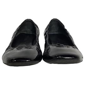 Prada- Prada Square-Toe Ballet Flats in Black Patent Leather-Black