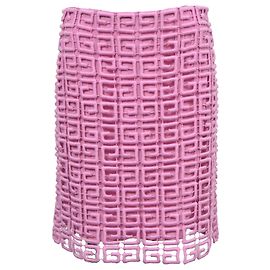 Minissaia de renda guipure rosa em lã com logo 4G da Givenchy Marrom Rosa