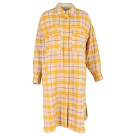 Isabel Marant- Isabel Marant Fontia Checked Buttoned Coat in Yellow Wool-Yellow