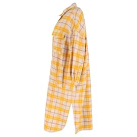 Isabel Marant- Isabel Marant Fontia Checked Buttoned Coat in Yellow Wool-Yellow