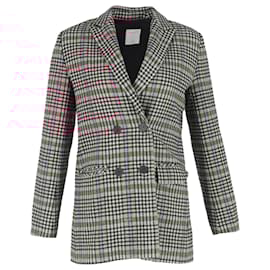 Sandro- Sandro Paris Plaid Double-Breasted Blazer in Multicolor Wool-Multiple colors
