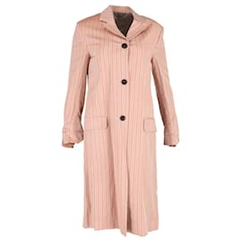 Acne-Acne Studios Striped Single-Breasted Coat in Peach Linen-Peach