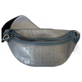 Pochete Jimmy Choo de couro azul claro e preto efeito crocodilo Azul claro