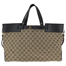 Gucci-Gucci Beige and Brown GG Canvas Tote Bag-Brown,Beige