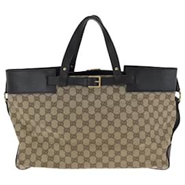 Gucci-Gucci Beige and Brown GG Canvas Tote Bag-Brown,Beige