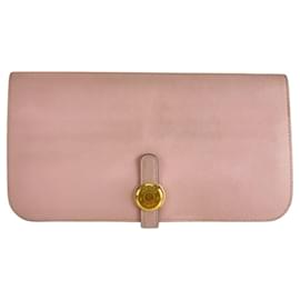 Hermès-Portefeuille Long Dogon Hermes en Rose Sakura-Rose