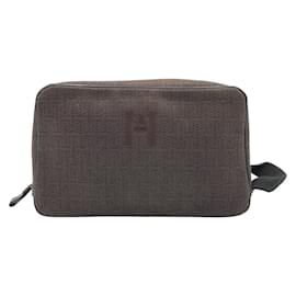 Hermès-Hermes Globe Trotter MM Brown Cotton Pouch-Brown