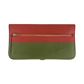 Hermès-Hermes Dogon Long Wallet in Rouge Grenat-Red