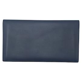 Hermès-Hermes Citizen Twill Long Silk Wallet-Blue,Navy blue