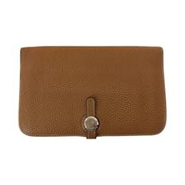 Hermès-Portefeuille Long GM Dogon Hermes-Marron,Doré