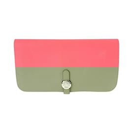 Hermès-Portefeuille Long Dogon Hermes en Rose Azalee-Rose