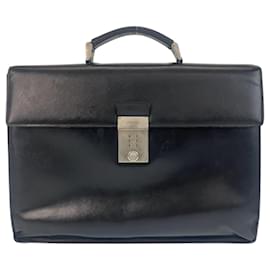 Prada-Prada Saffiano Black Leather Briefcase-Black
