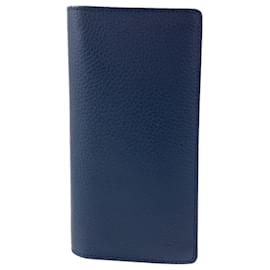 Louis Vuitton-Louis Vuitton Taurillon Leather Portefeuille Brazza Navy Long Wallet-Navy blue