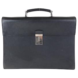 Prada-Prada Saffiano Black Leather Briefcase-Black
