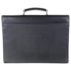 Prada-Prada Saffiano Black Leather Briefcase-Black