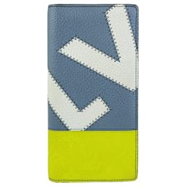 Louis Vuitton-Louis Vuitton Taurillon Portefeuille Brazza Long Wallet-Blue,Yellow