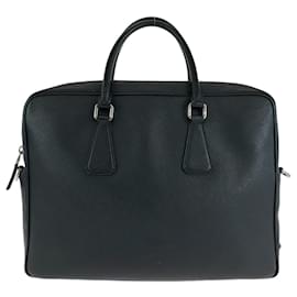 Prada-Prada Saffiano Triangle Logo Plate Briefcase-Black