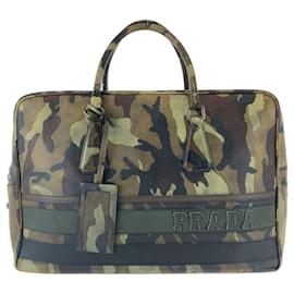 Prada-Prada Saffiano Camouflage Green Briefcase-Green