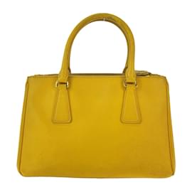 Prada-Prada Saffiano Triangle Logo Plate Handbag-Yellow