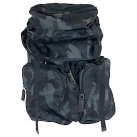 Prada-Prada Tessuto Camouflage Triangle Logo Plate Backpack-Khaki