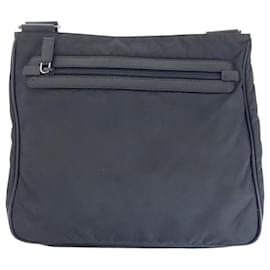 Prada-Prada Tessuto Saffiano Triangle Logo Plate Shoulder Bag-Black