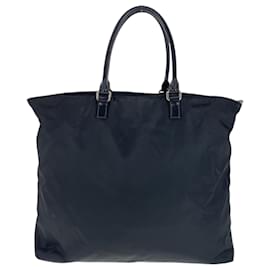 Prada-Prada Tessuto Logo Embossed Black Nylon Tote Bag-Black