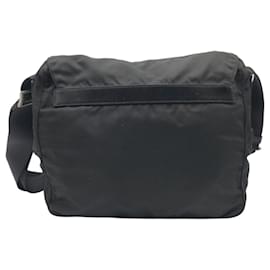 Prada-Prada Tessuto Triangle Logo Black Nylon Shoulder Bag Pochette-Black