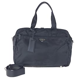 Prada-Prada Tessuto Saffiano Triangle Logo Briefcase-Black