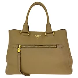 Prada-Prada Vitello Dino Beige Tote Bag-Beige