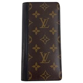 Louis Vuitton-Louis Vuitton Monogram Macassar Portefeuille Brazza Long Wallet-Brown,Black
