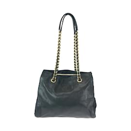 Prada-Prada Vintage Logo Embossed Black Leather Tote Bag-Black