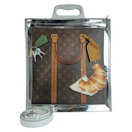 Louis Vuitton-Louis Vuitton Monogram Freezer Sac Plat Tote Bag-Brown,Silvery,White